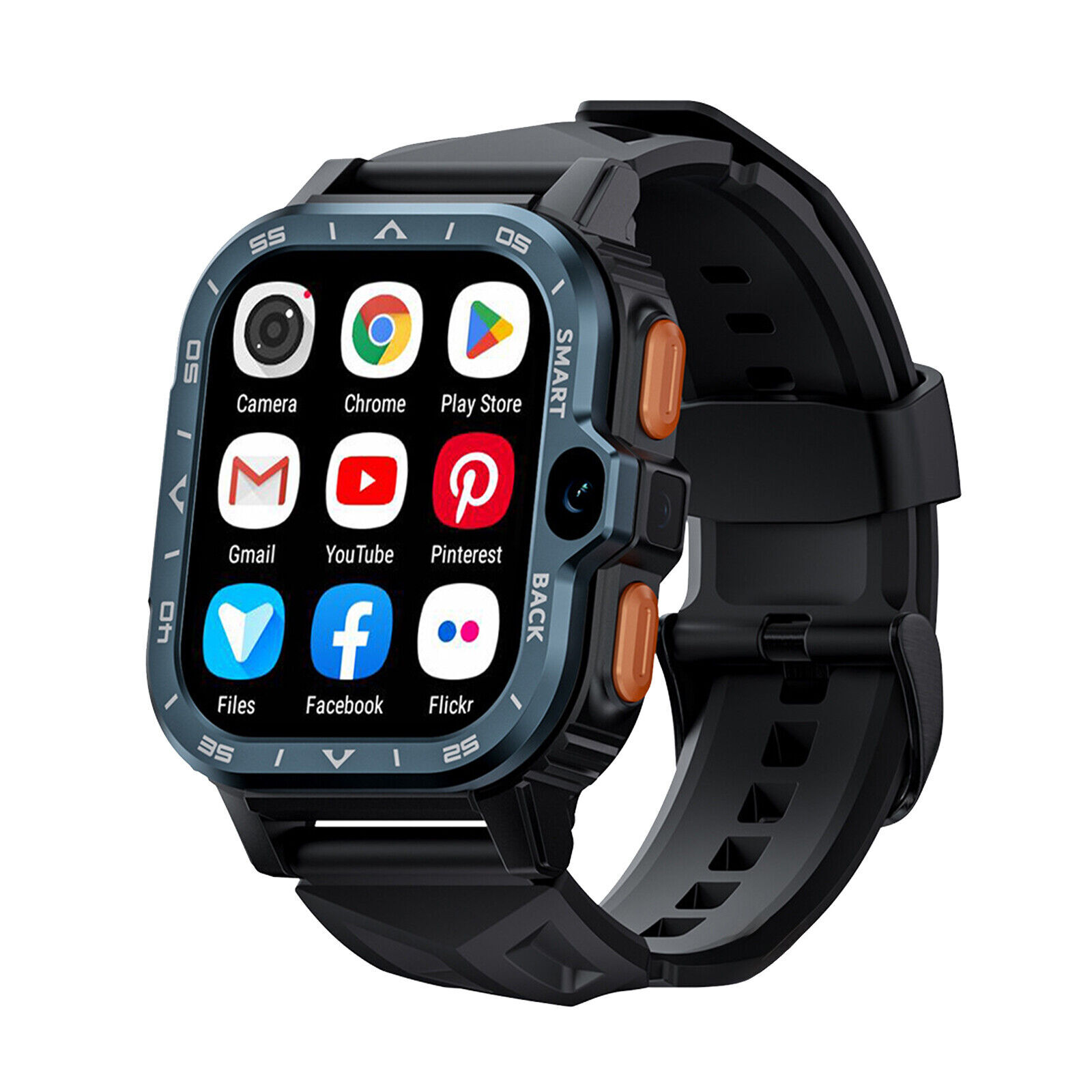 4G Android Smart Watch 2G+16G GPS WiFi Dual Camera for Men Women Black