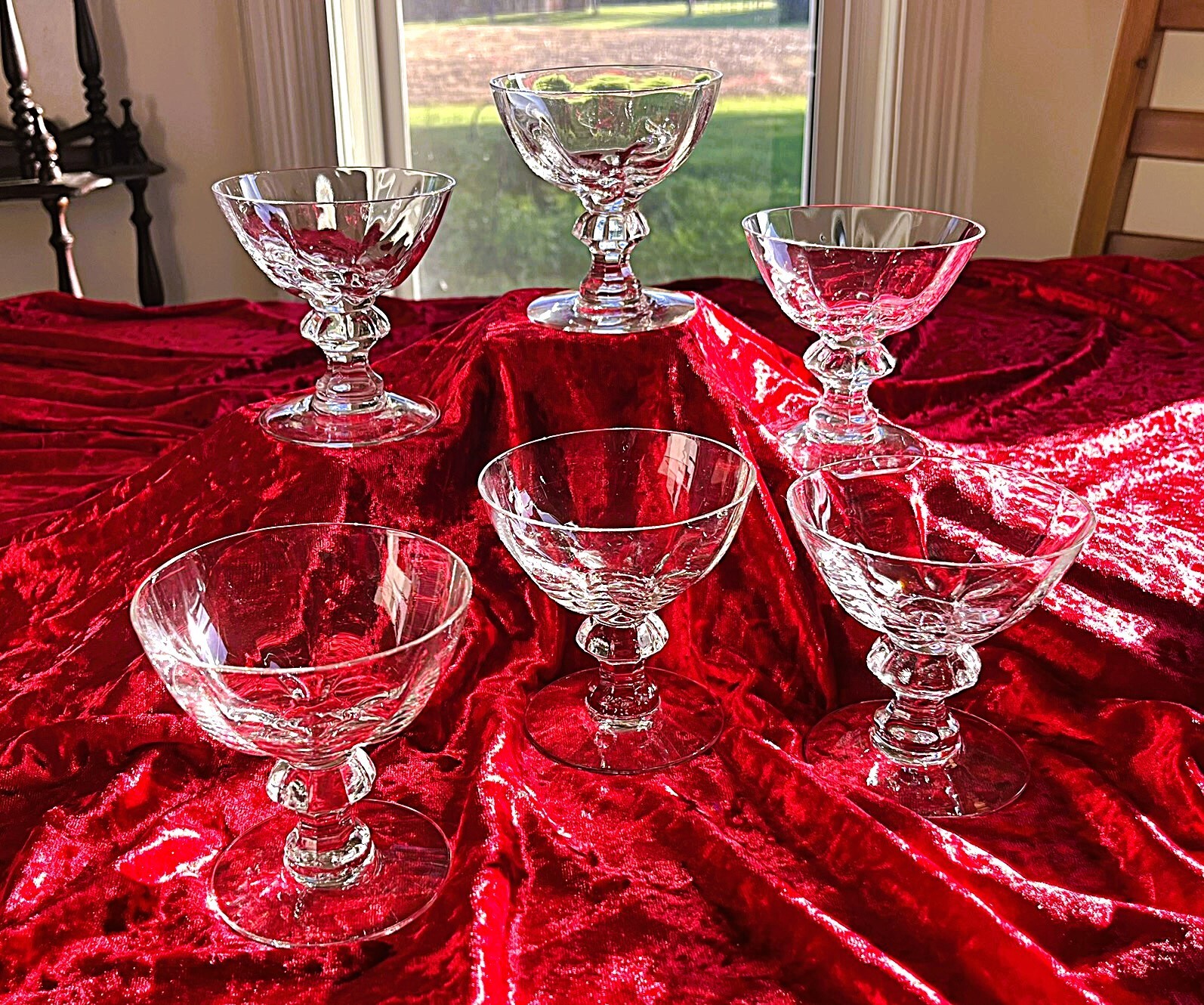 Heisey Crystolite Champagne / Sherbet, Set of 6, 4"H, 3 3/4"Diam Thin Blown V VG