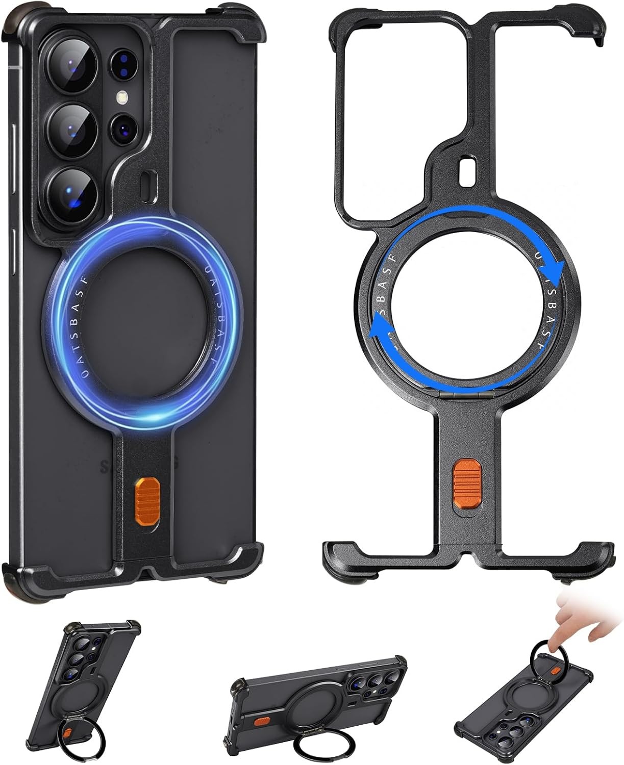 Samsung Galaxy S26 Ultra Phone Case with 360° Rotatable Magnetic Kickstand Ring