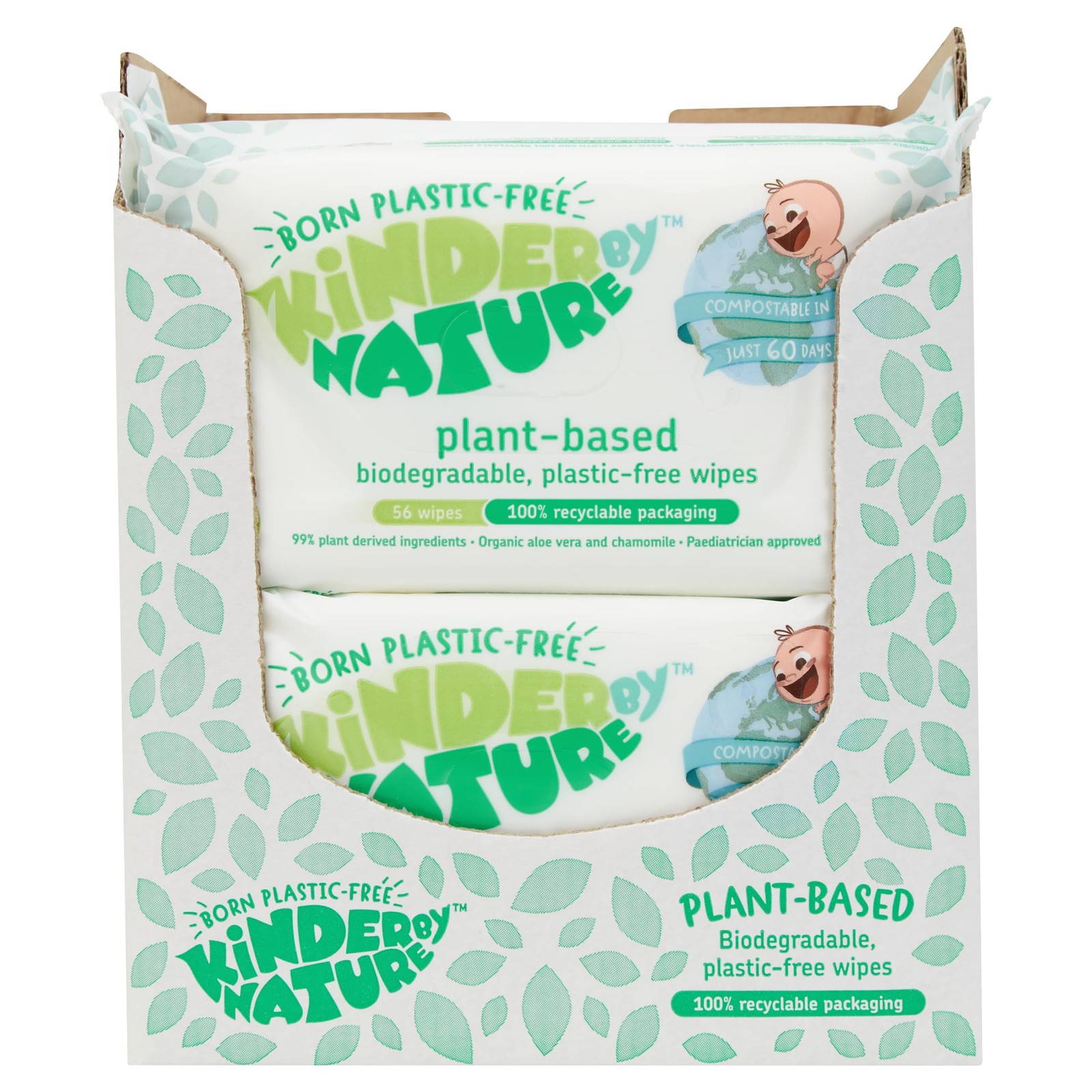Kinder by Nature Plant Based Baby Wipes - 100% Biodegradable & Compostable, 6...