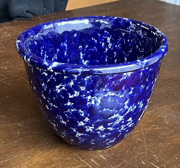 Vintage Bennington Potters #1877 Vermont Blue Agate Bowl 9” Diameter 6.75” Tall