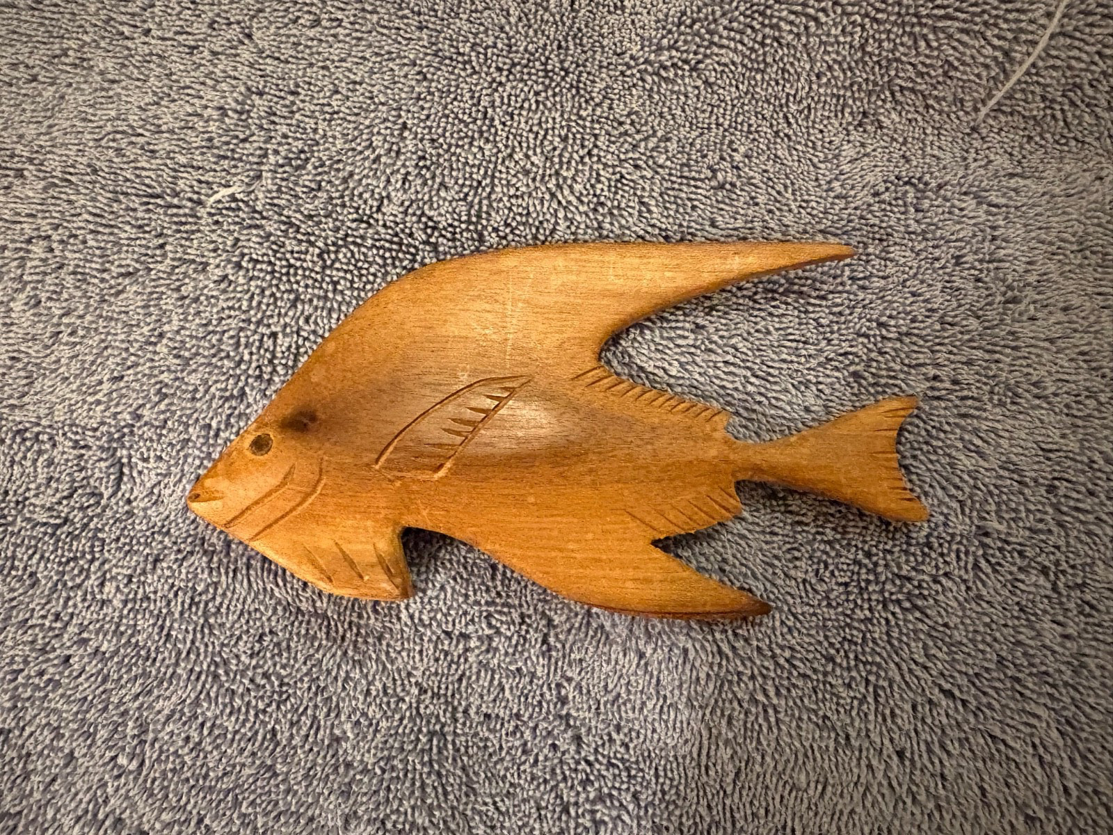 Vintage Hand-carved Wooden Fish Sculpture, 5.5” Long x 3” Tall
