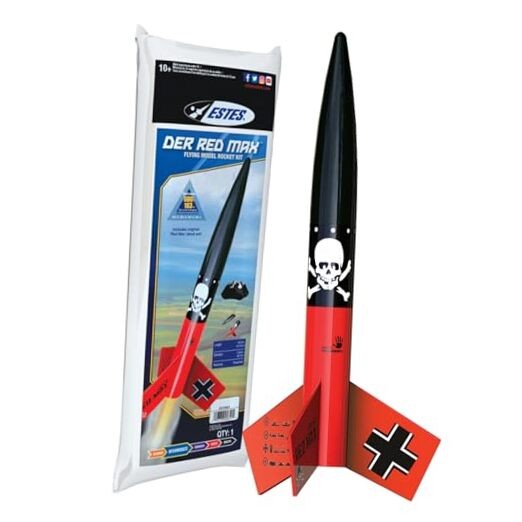  0651 Der Red Max Rocket-Building Kit, Intermediate Flying-Rocket-Model Kit 