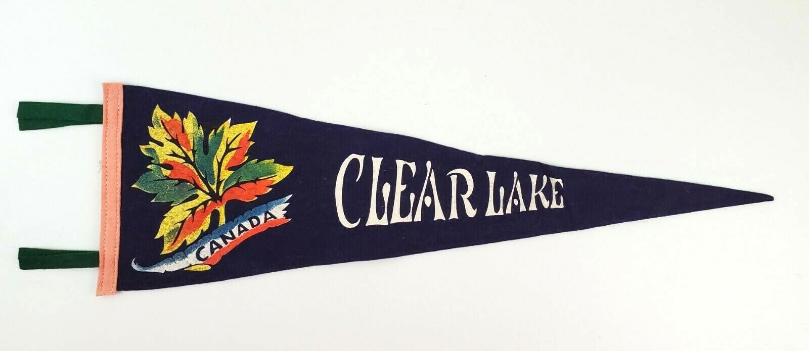 Clear Lake Manitoba Canada Souvenir Vintage Pennant Flag Wool Felt Maple Leaf 