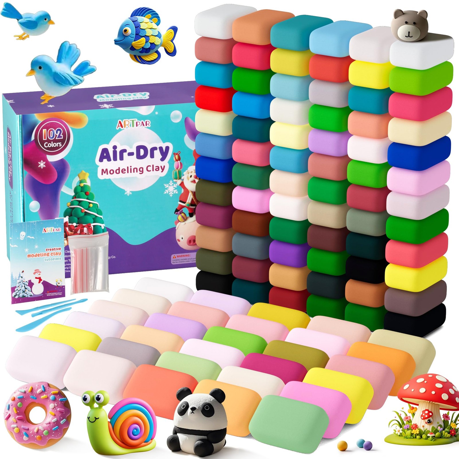 Air Drying Clay Kids 102 Colors, Modeling Magic Clay Kit with Sculpting Tools...