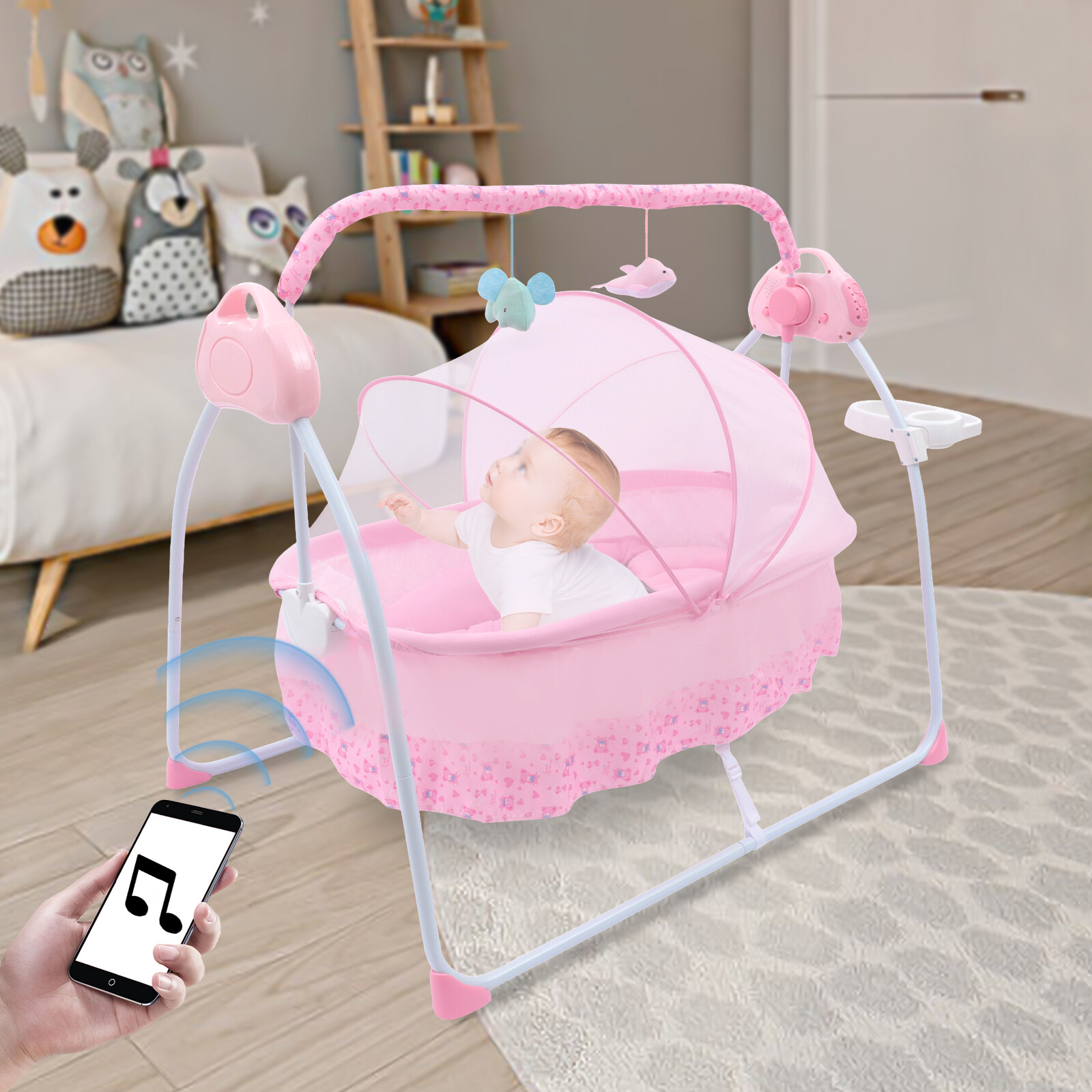 Baby Swing Bouncer Electric Baby Crib Cradle Infant Rocker Seat Chair Bassinet