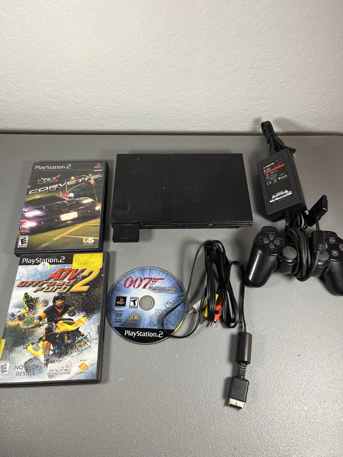 Sony PlayStation 2 Slim Console Lot Controller Memory Card Corvette ATV Fury 007