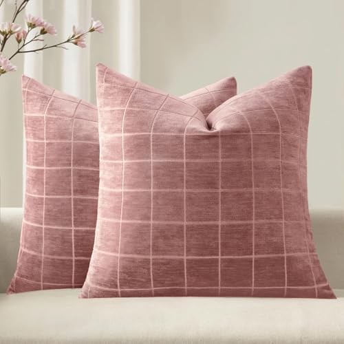  Valentines Decorative Chenille Throw Pillow 20" x 20" (Pack of 2) Blush Pink