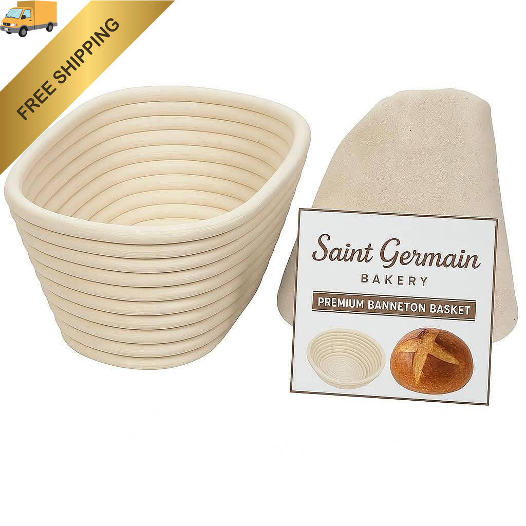Saint Germain Bakery Premium Round Bread Banneton 10 inch, 10 inch Oval 