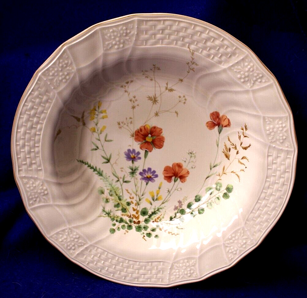 MIKASA FINE IVORY D1006 MARGAUX SOUP BOWL ivory orange green floral textured