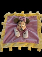 Disney Parks Minnie Mouse Lovey Security Blanket Pink Yellow Tag Crinkle Plush