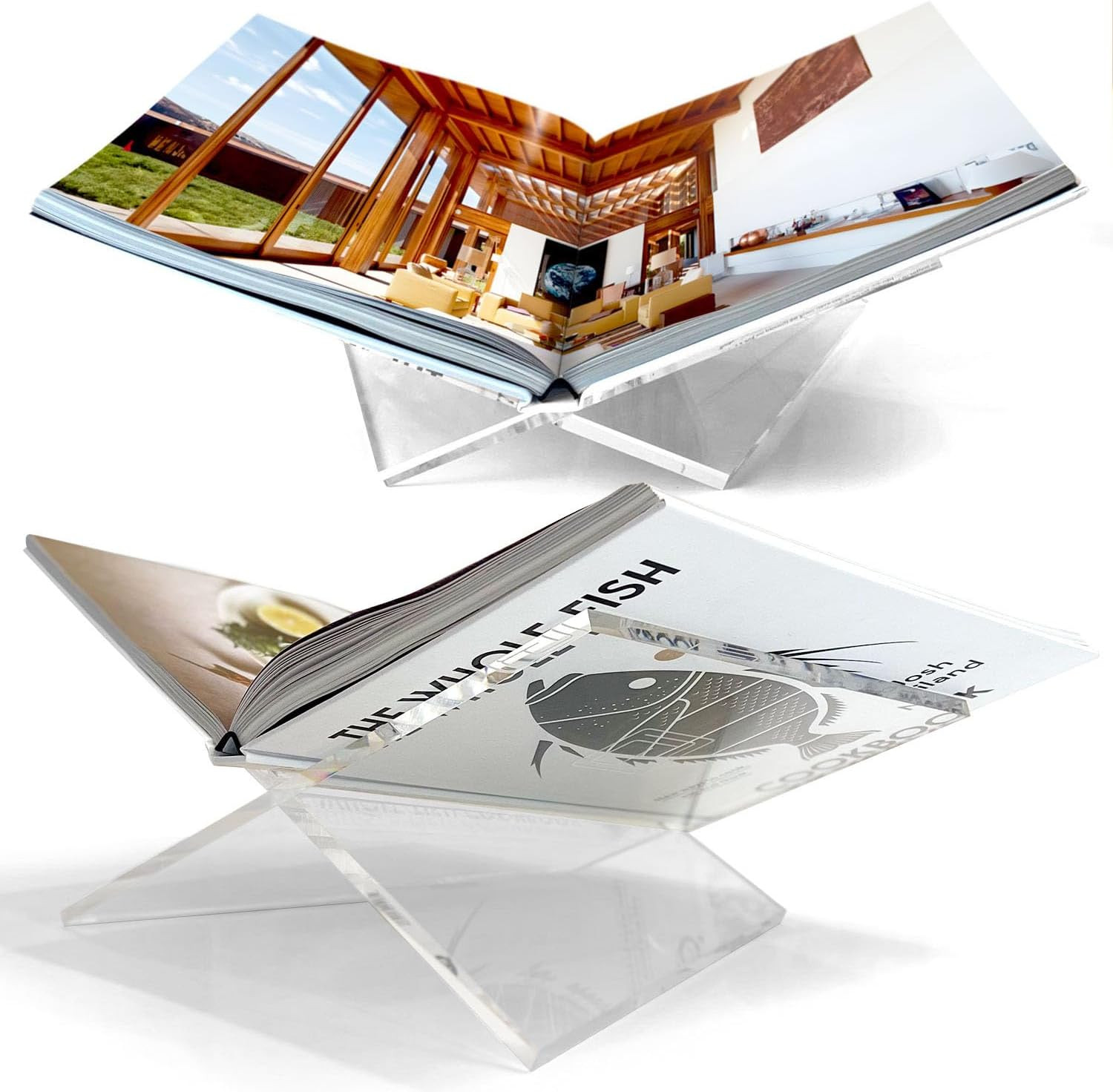 Large Clear Acrylic Book Stand, 12.5" X 9.5" X 5.5”, Acrylic Book Holder, Open B