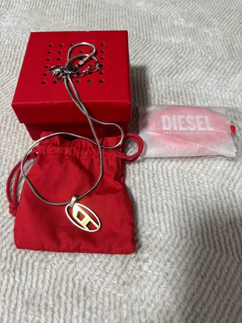 Diesel Men Stainless Steel Pendant Necklace & Coin Case Almost unused Luxury ITA