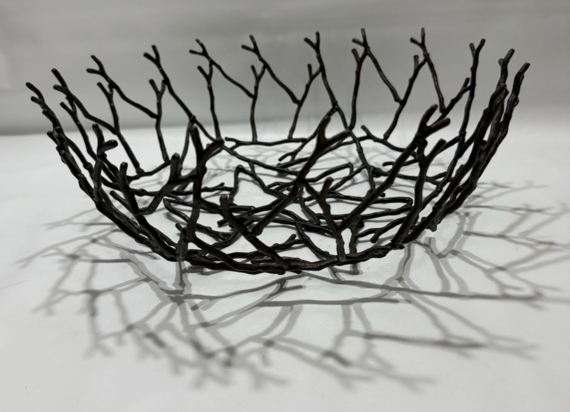 1970's MCM Metal Bowl BRUTALIST MODERN Bronze 12"x4"