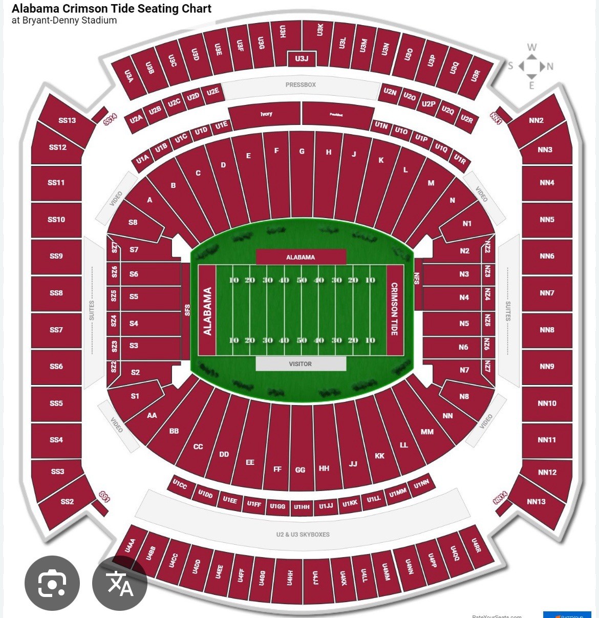 2 Tix 2025 Alabama Vs. LSU Football Tickets Tide PRIDE 11/8/25. Section M Lower