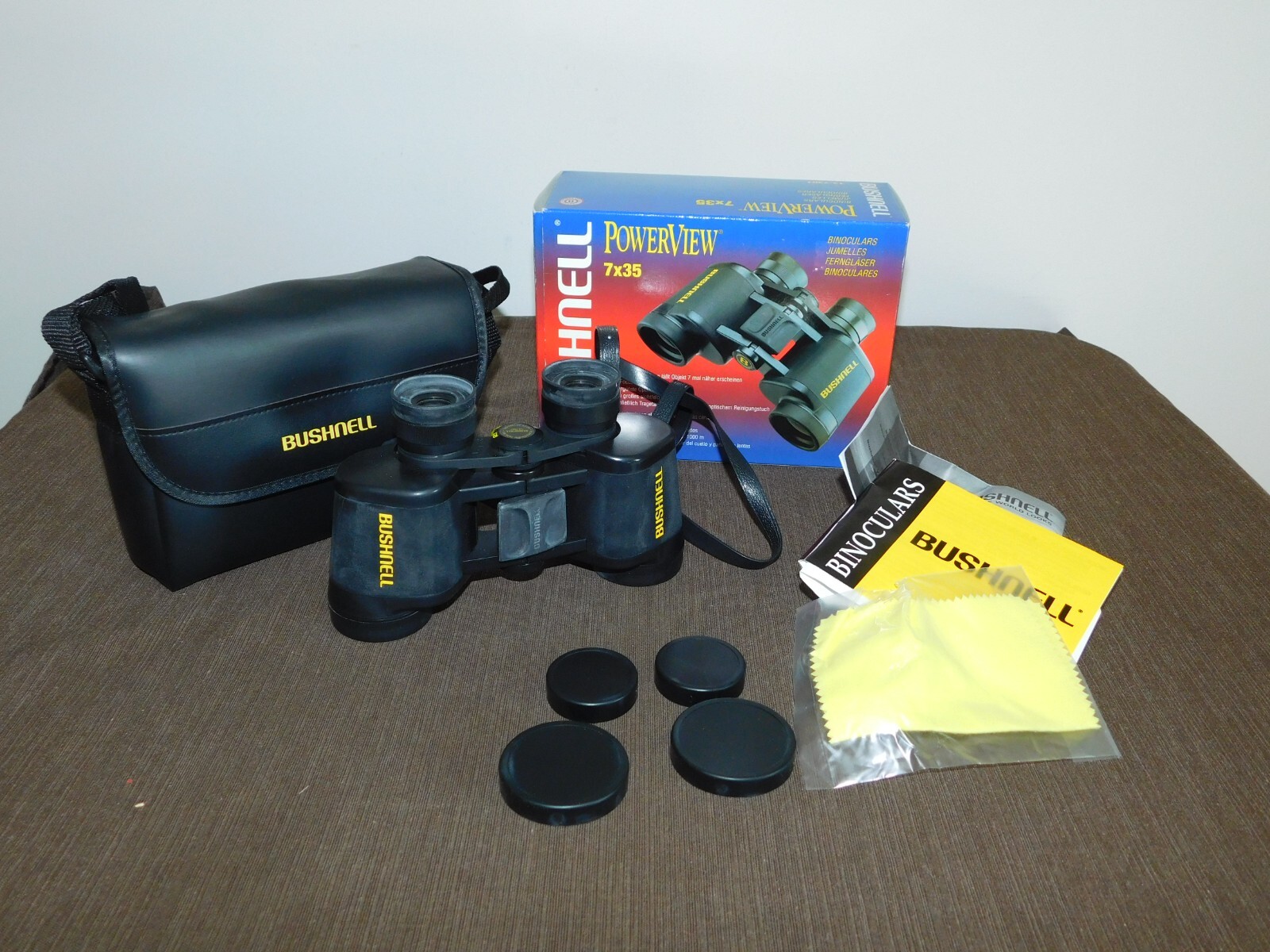 HUNTING 1998 BUSHNELL POWERVIEW 7X35 BINOCULARS IN CASE  IN BOX *MINOR USAGE*