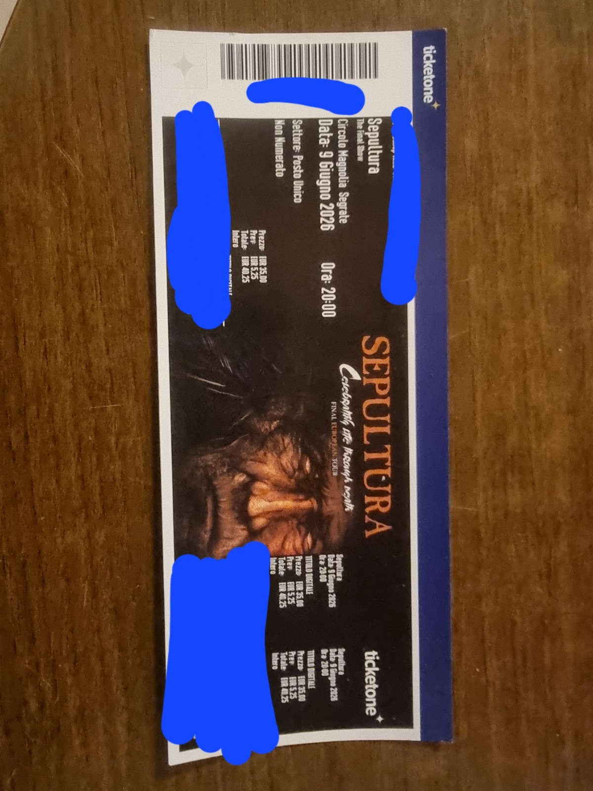 Sepultura ticket 09/06/2026 Milan