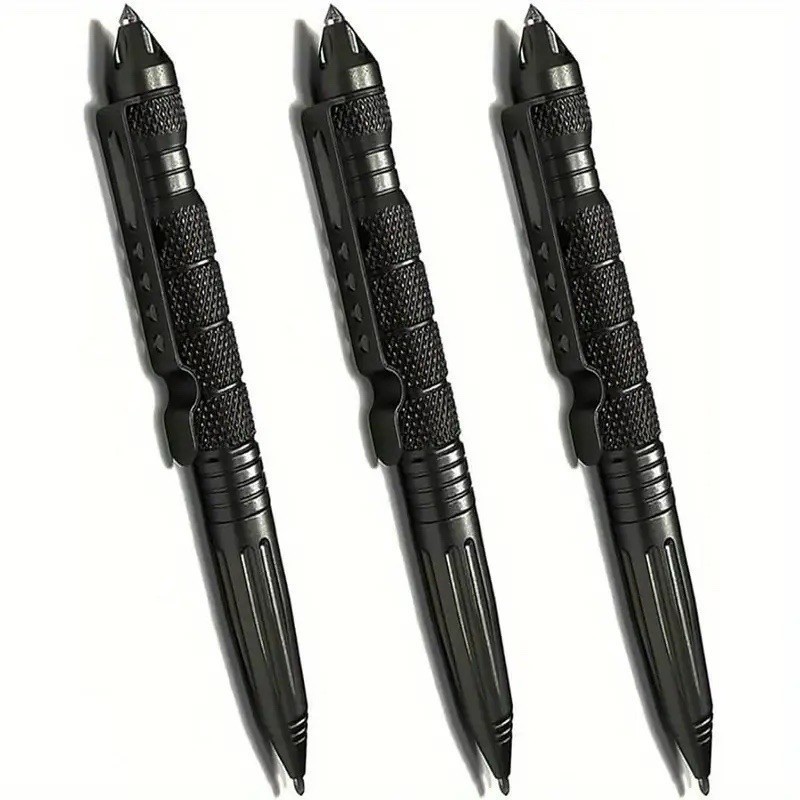 3PCS Tactical Pen Aluminum Self Defense Glass Breaker Pen Write Black EDC
