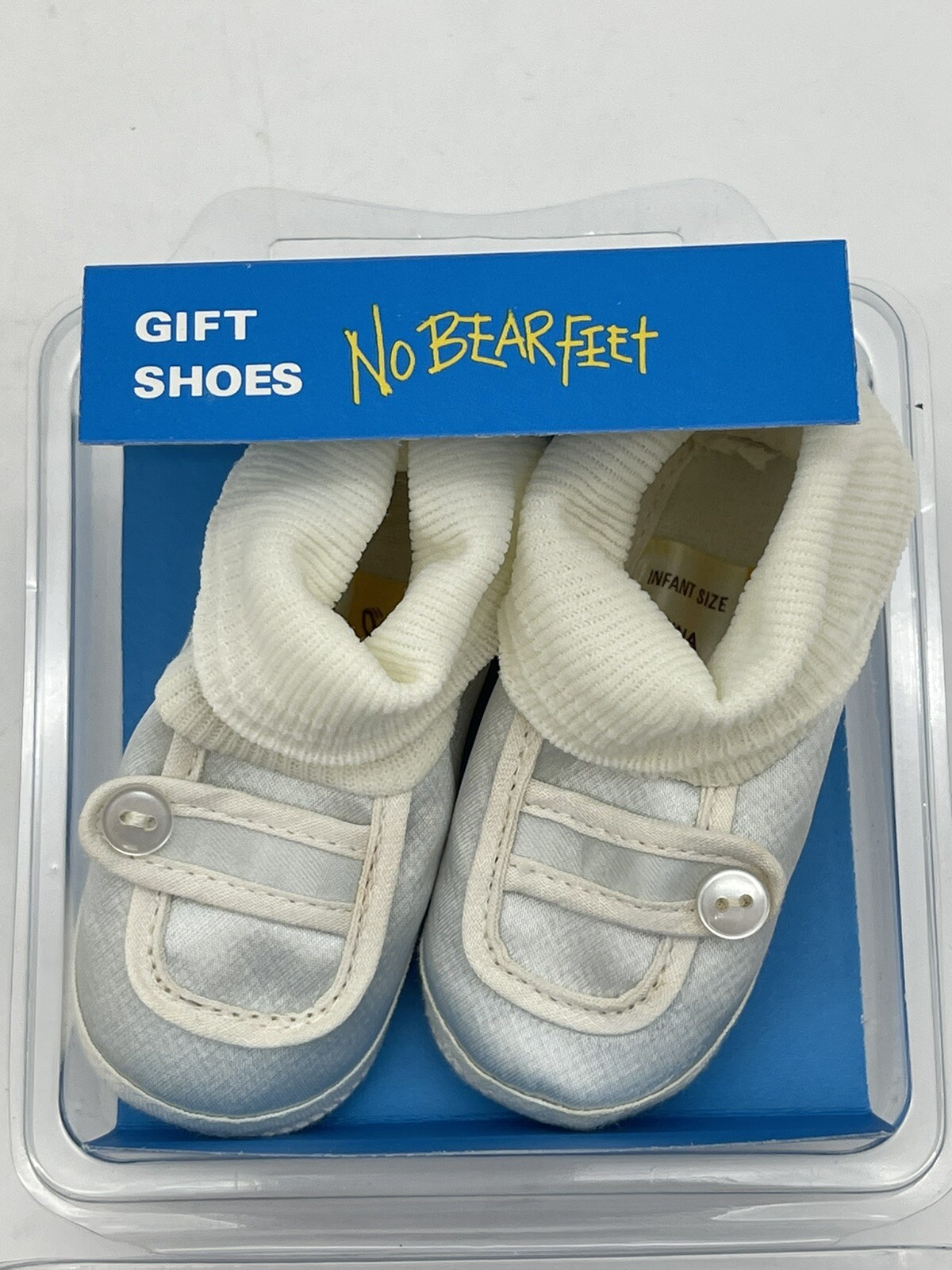 NOS Vintage Infant Shoes Cradle Newborn Shoes Light Blue Satin