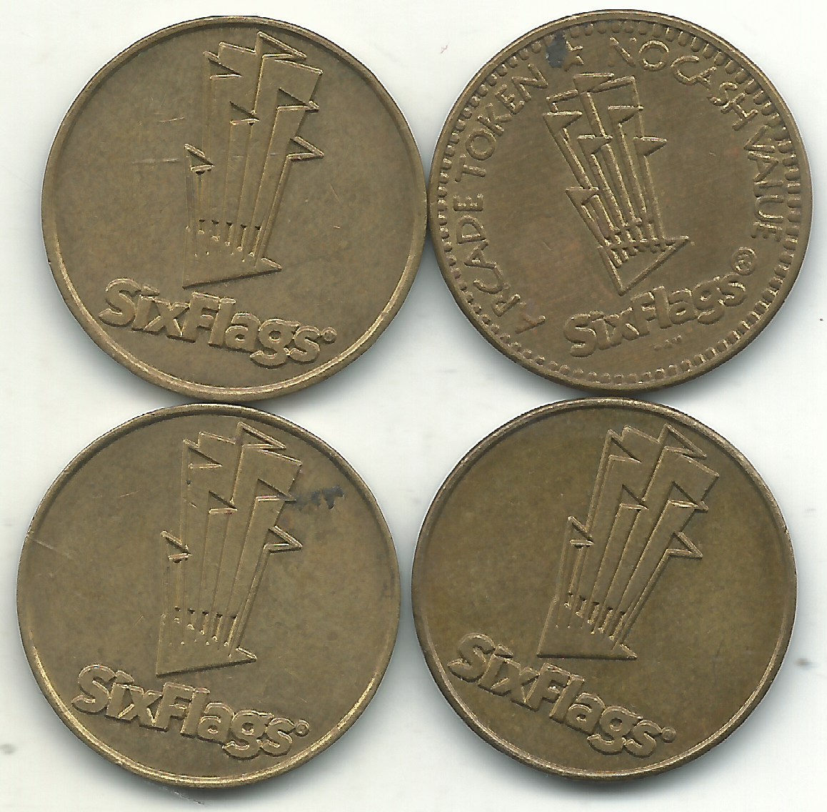 LOT OF 4 HIGH GRADE SIX'S FLAG TOKEN-JUL011