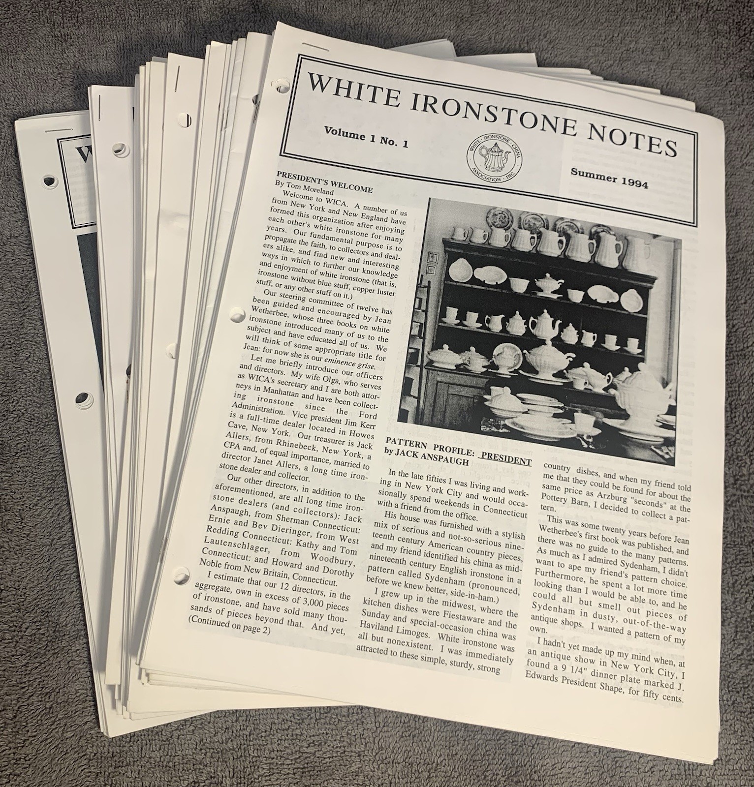 White Ironstone Notes 1994 -2003 Lot Reference Identification Some Pages Missing