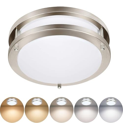  Dimmable LED Ceiling Light Fixture, Flush Mount Ceiling 32W Brush Nickel