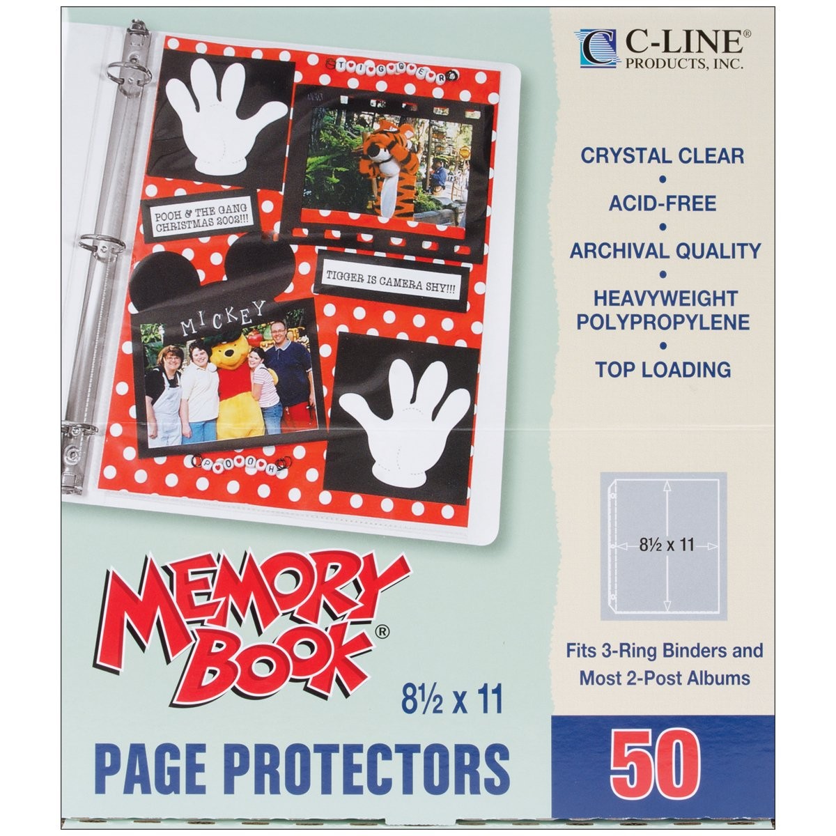 C-Line Memory Book 11 x 8.5 Inch Scrapbook Page Protectors, 11 x 8-1/2, Clear 