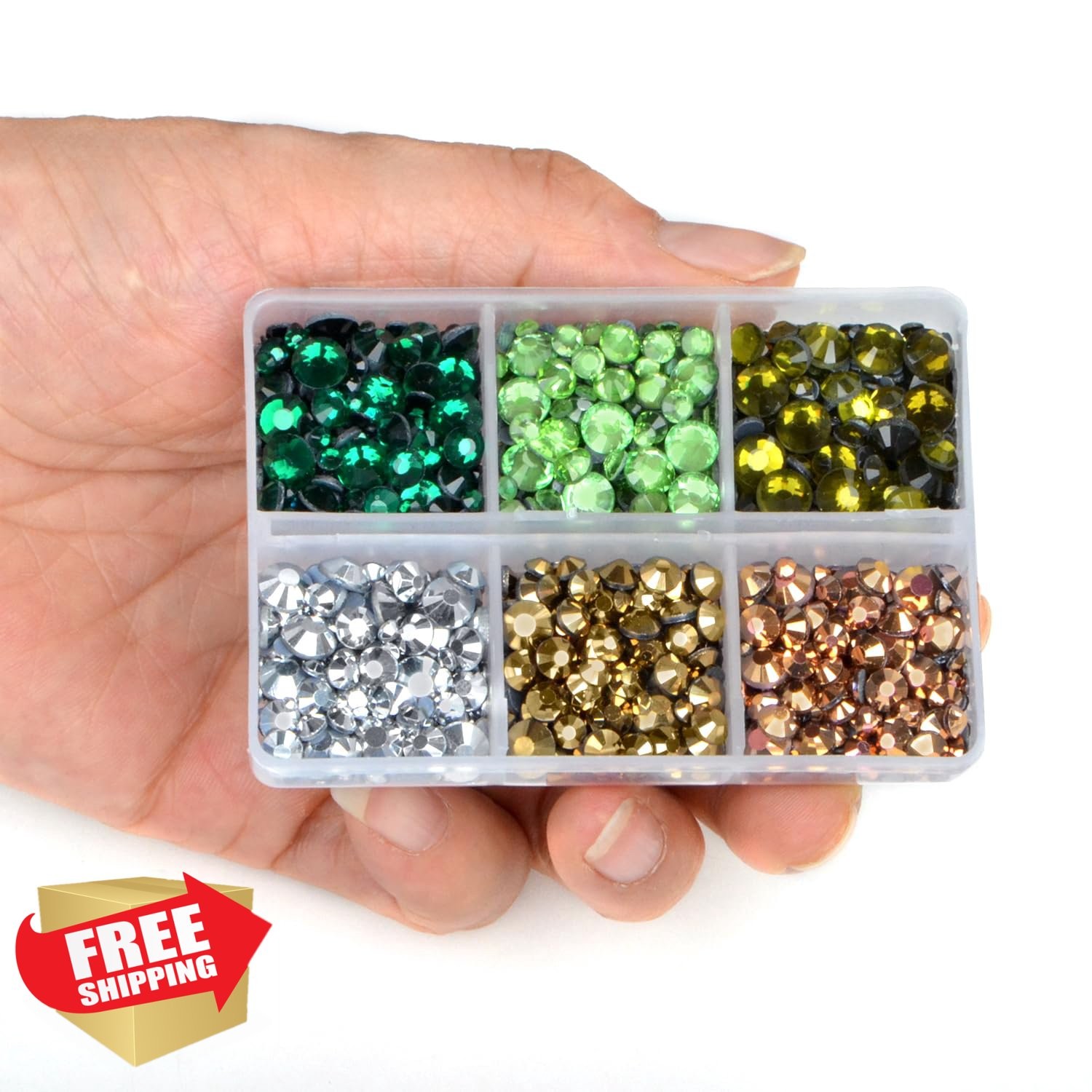 LPBeads Hotfix Rhinestones 6400pc 12 Color 5 Size Mixed Gems