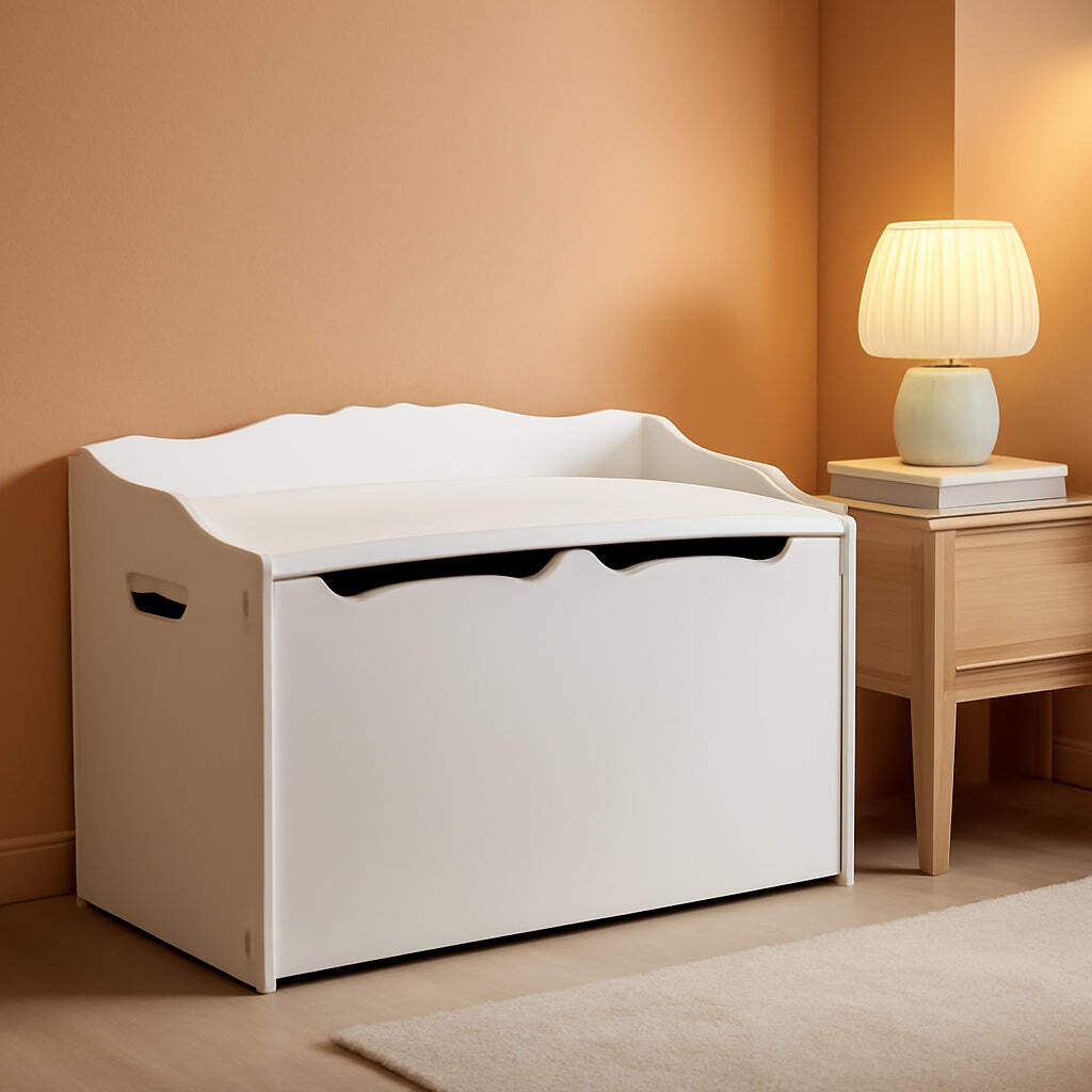 Wooden Toy Box Chest White 30x18x19 StorageSolution