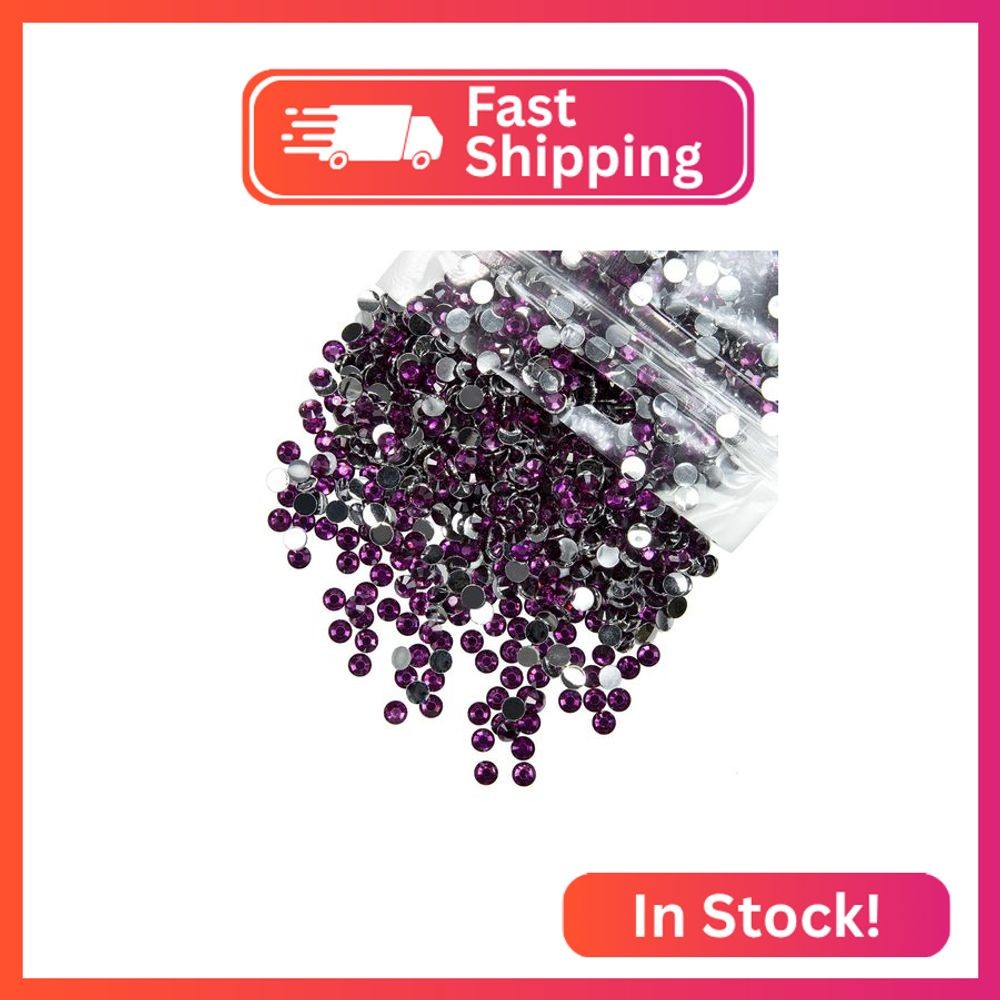 qiipii 5300PCS 3mm Grape Purple Crystal Resin Rhinestones for Crafting Flatback 