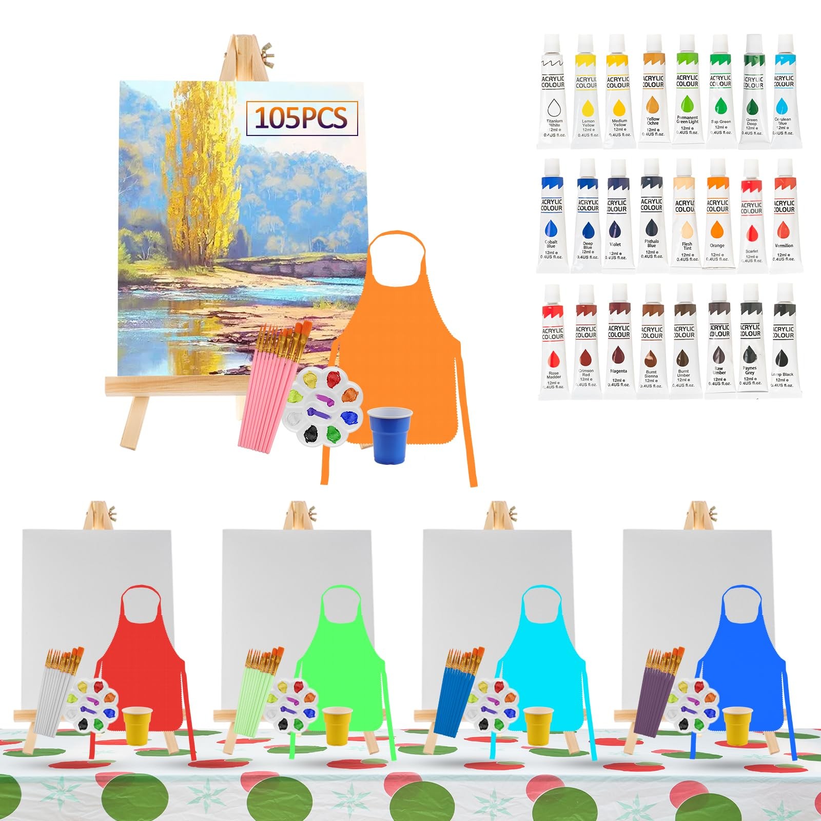 Rabbitale 105 Pcs Art Painting Kit Supplies Set for to Party - 50 Paint Brushes,