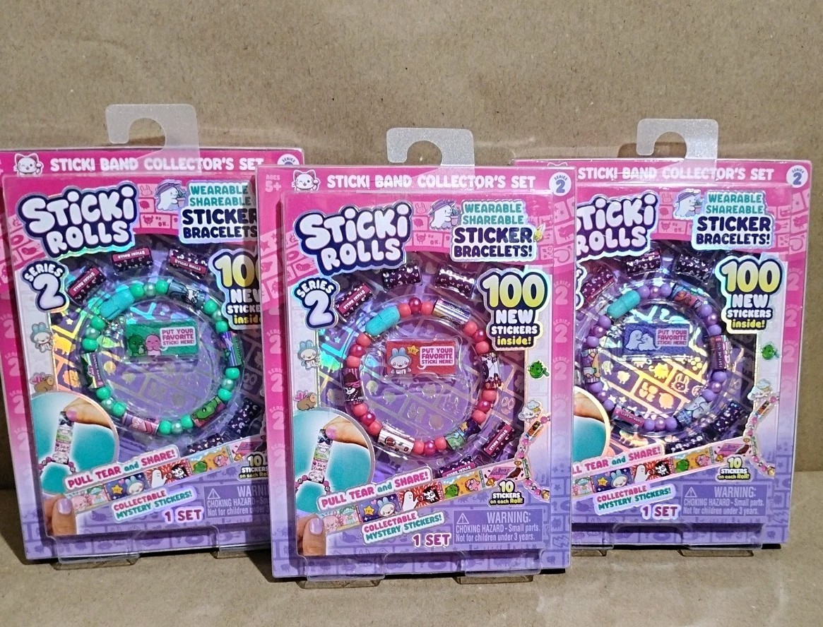 Sticki Rolls Series 2 - Sticker Bracelet Collector Lot of 3 NEW different Colors