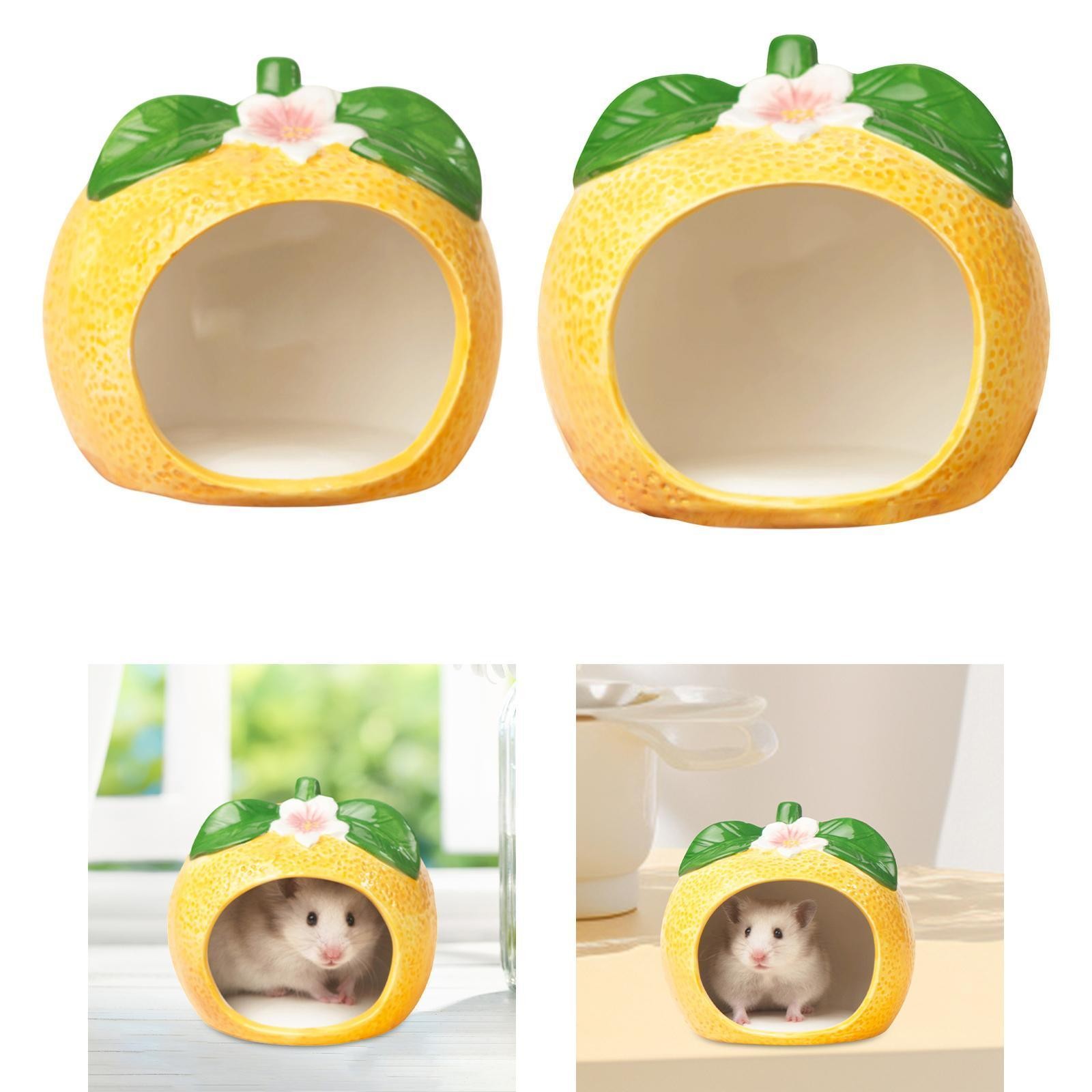 Ceramic Hamster House Habitat Cave Hamster Cage Accessories Hut Orange Shape