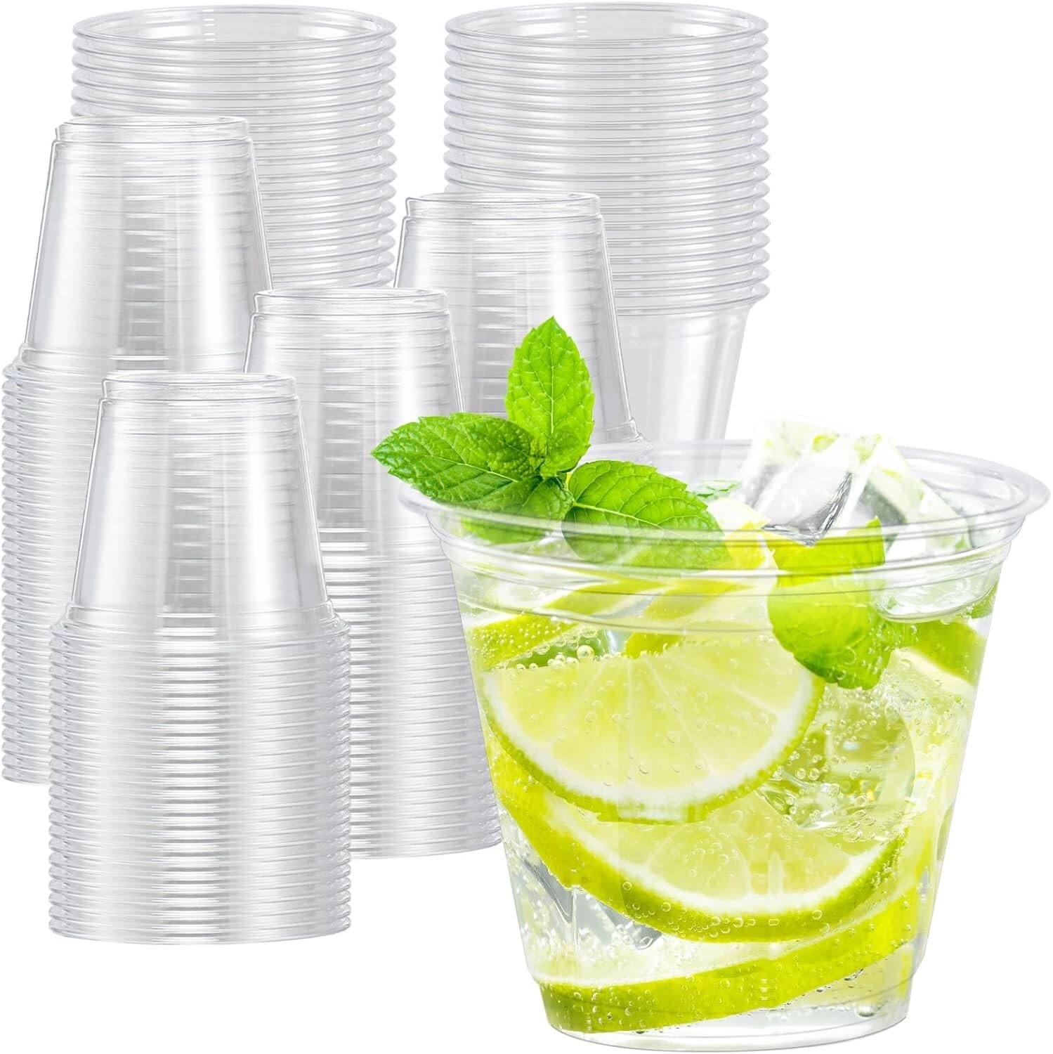 100 Pack 9oz Clear Plastic Cups Disposable Party Cups for Cold Drinks Home Bar