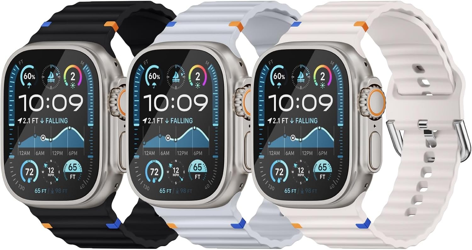 3 Pack Soft Silicone Strap Compatible with Apple Watch Ultra 2 49mm