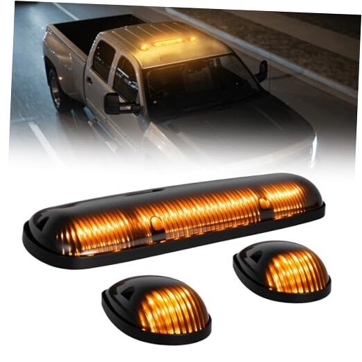3PCS LED Cab Marker Lights, Smoked Lens 30LED Cab Marker Roof 02-07 Amber