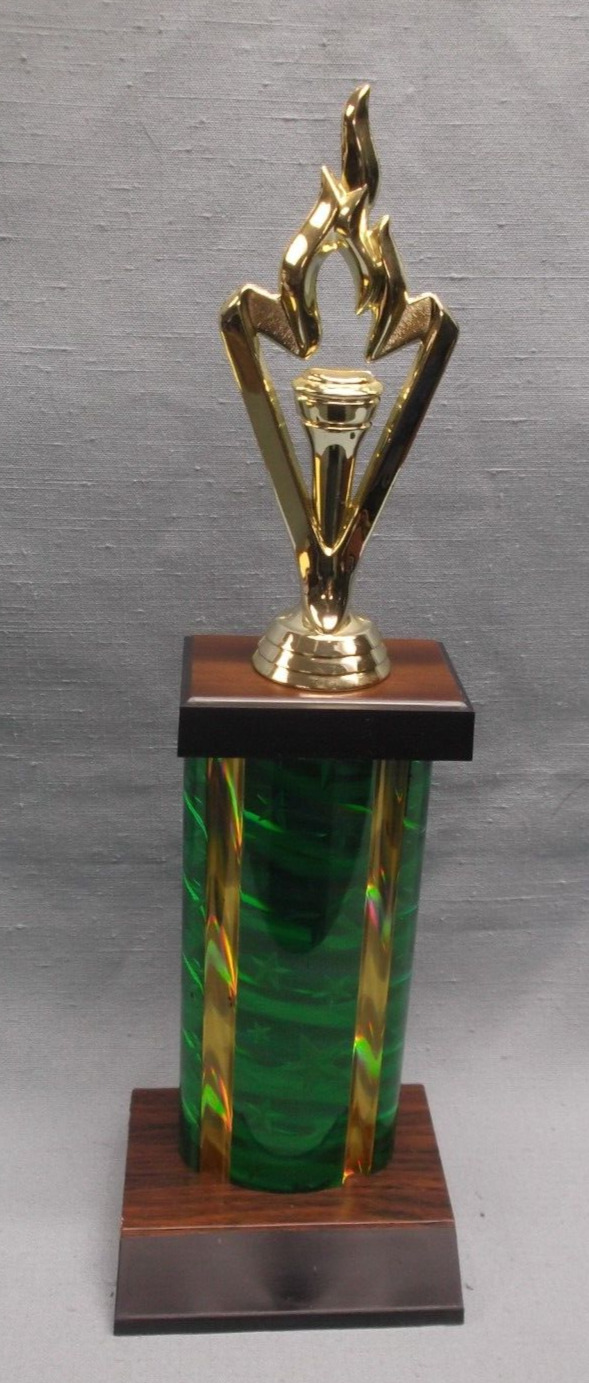 tall torch green column trophy award weighted base