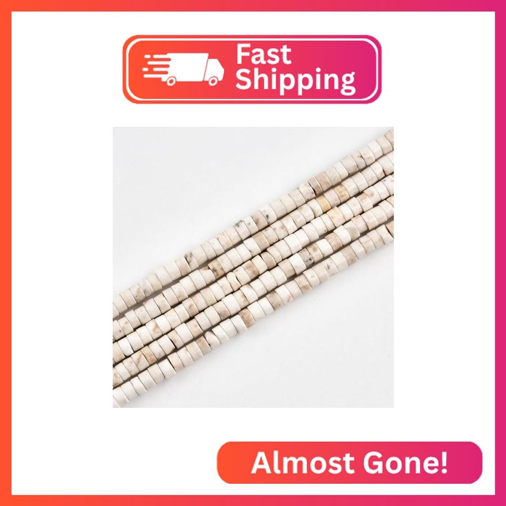 152pcs 4x2mm Natural White Turquoise Heishi Disc Rondelle Spacer Stone Semi Prec