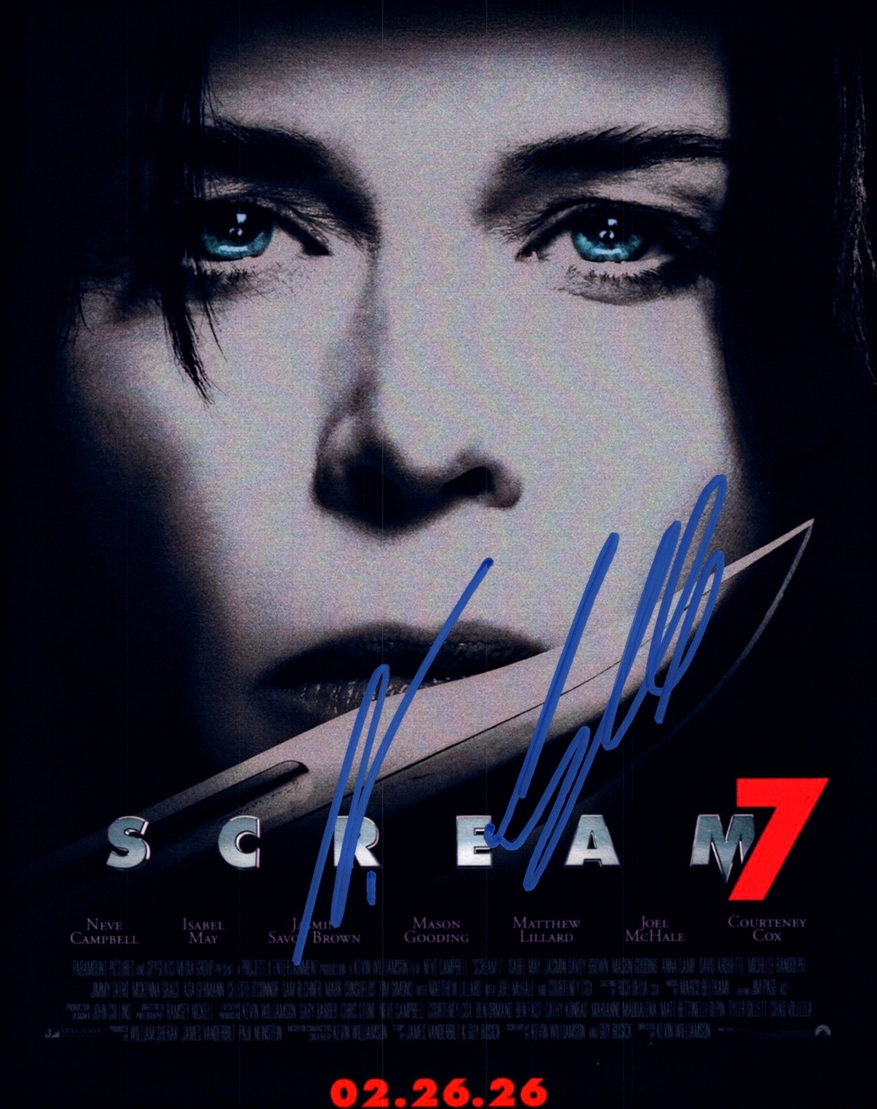 Neve Campbell Scream 7 Knife Closeup Signed Autographed Photo Authentic 8X10 COA