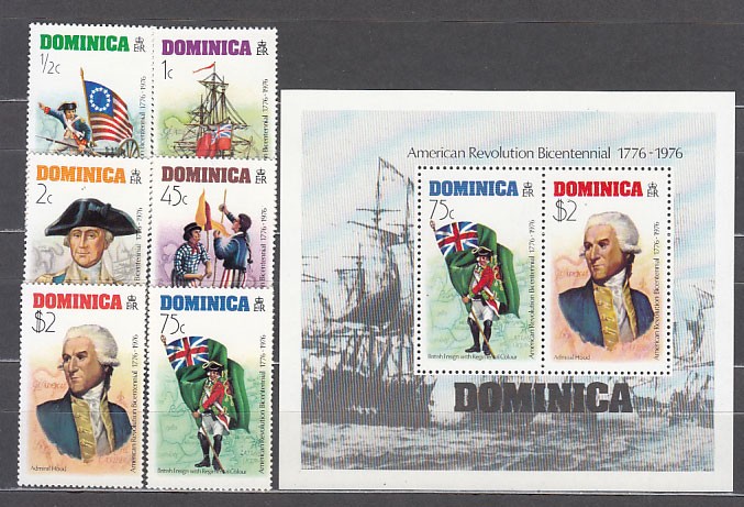 Dominica - Mail 1974 Yvert 465/9+H.35 ** Mnh