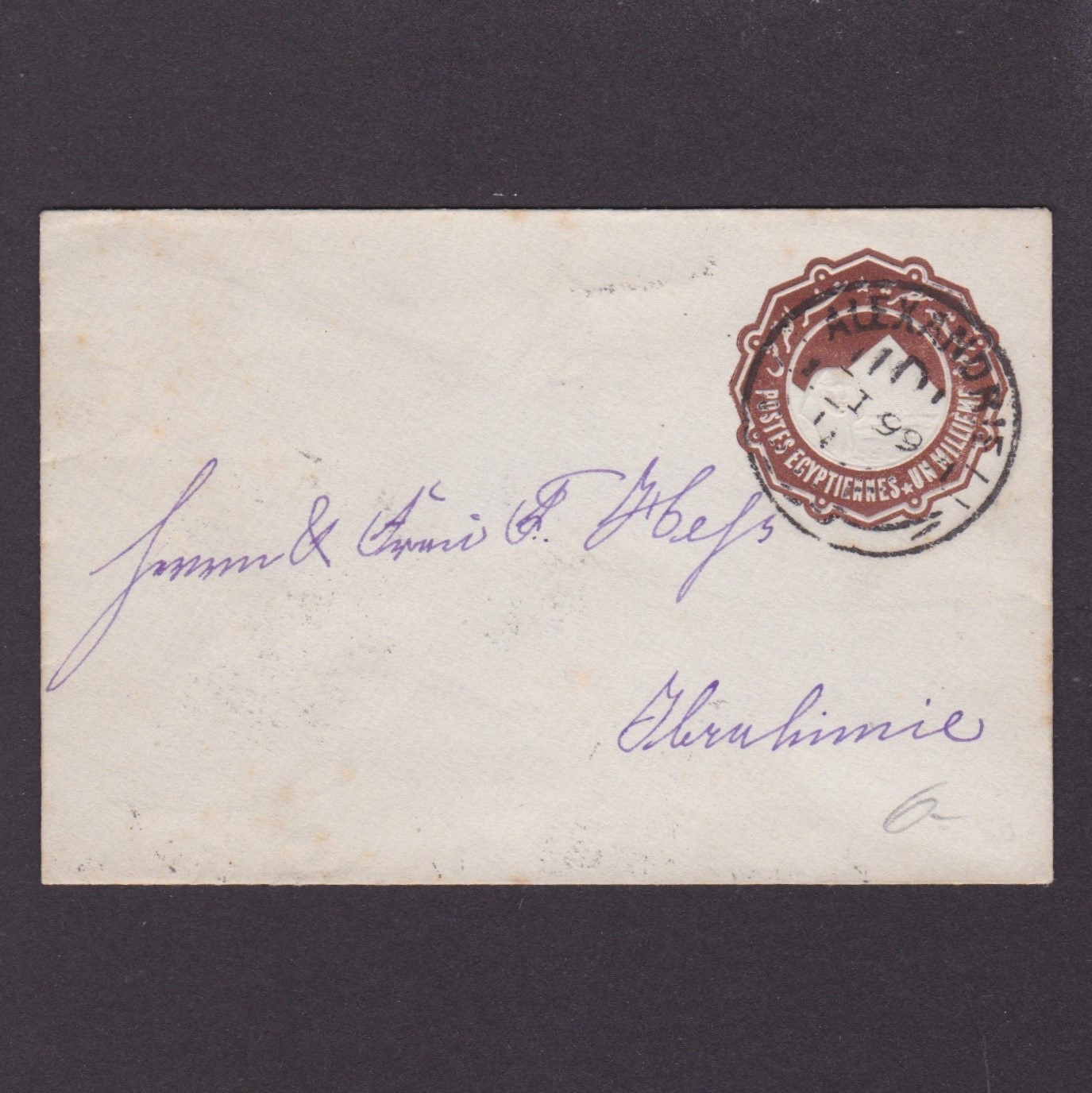EGYPT 1899, Stamped cover from Alexandria