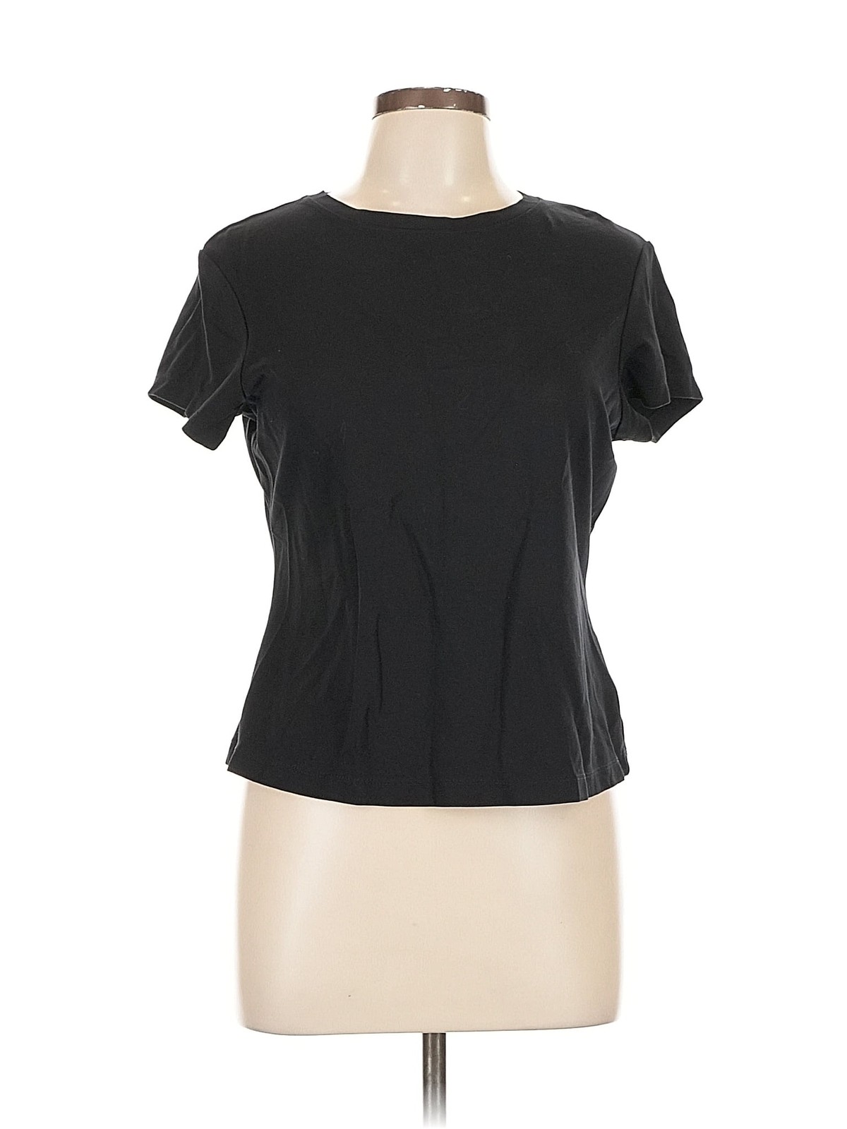 Adrienne Vittadini Women Black Short Sleeve T-Shirt L
