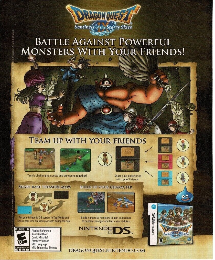 2011 Dragon Quest Sentinels Of The Starry Skies Video Game Vintage Print Ad