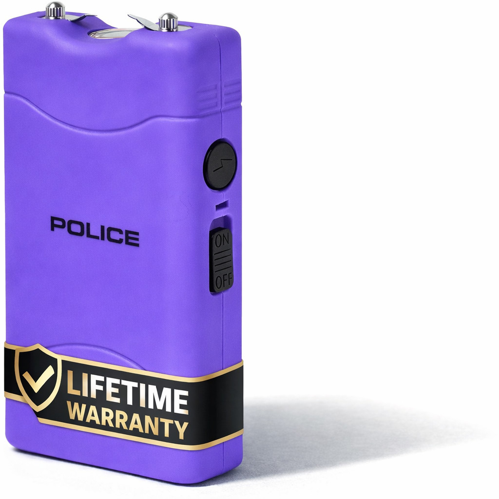 Police Stun Gun 800 High Voltage Rechargeable Self Defense LED Flashlight Purple