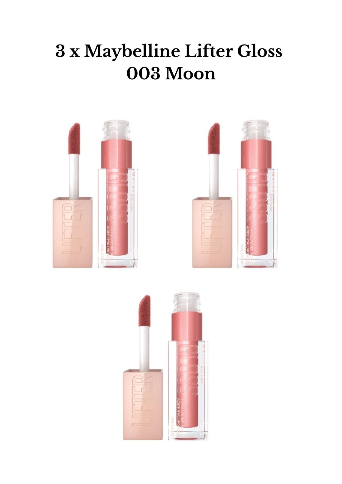Maybelline Lifter Gloss Lip Gloss Set – 003 Moon (3 PACK) – New