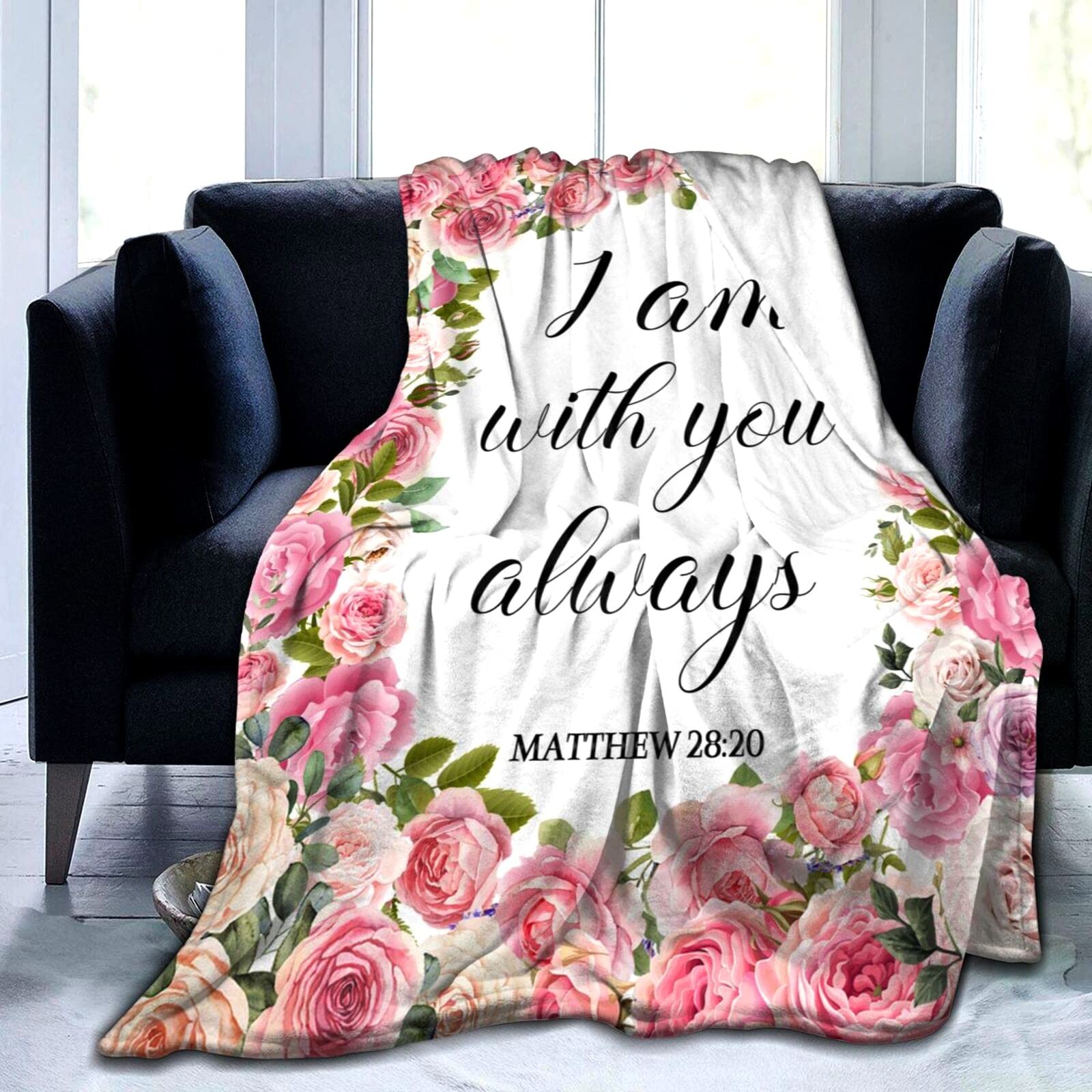 Christian Blanket with Inspirational Thoughts and Prayers Religious Bible Ver...