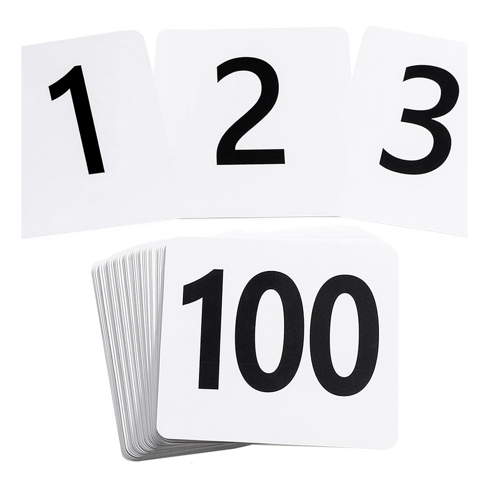 100Pcs Table Numbers 1-100,Plastic Table Numbers,  Sided Table Number Cards2151