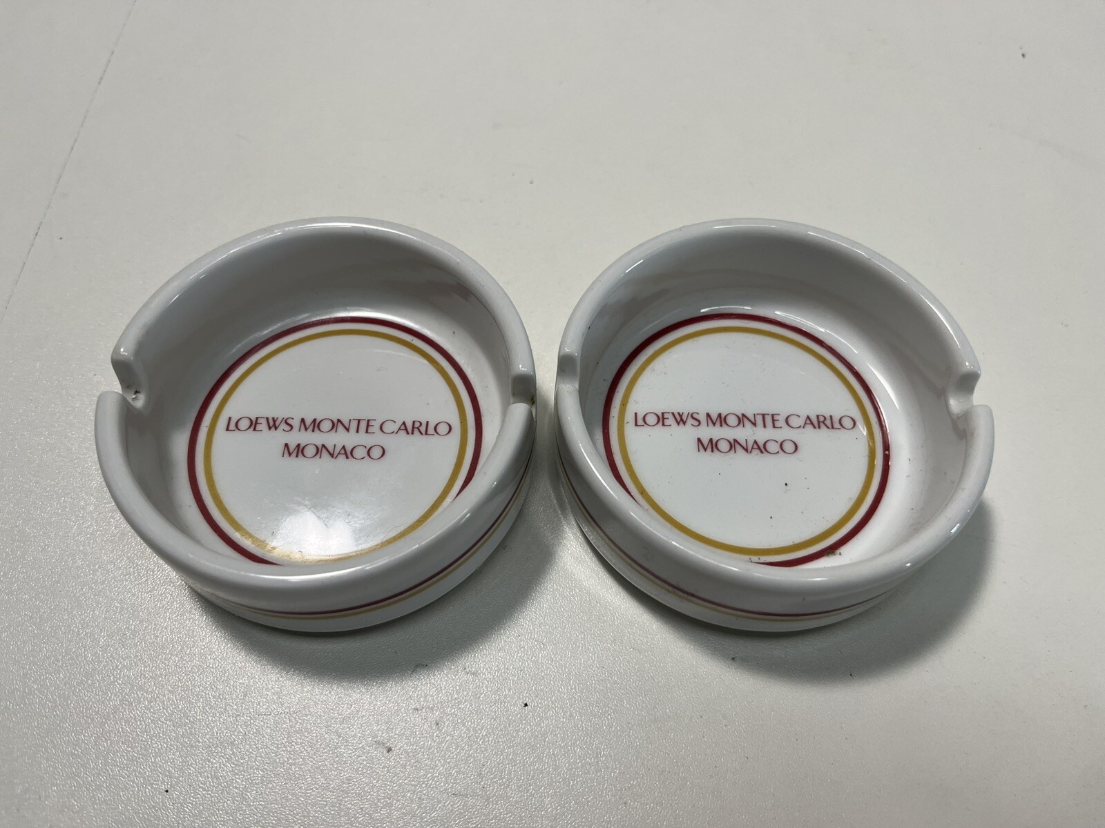 2 Vintage Lowes Monte Carlo Monaco Round Ash Trays Cigar Resort