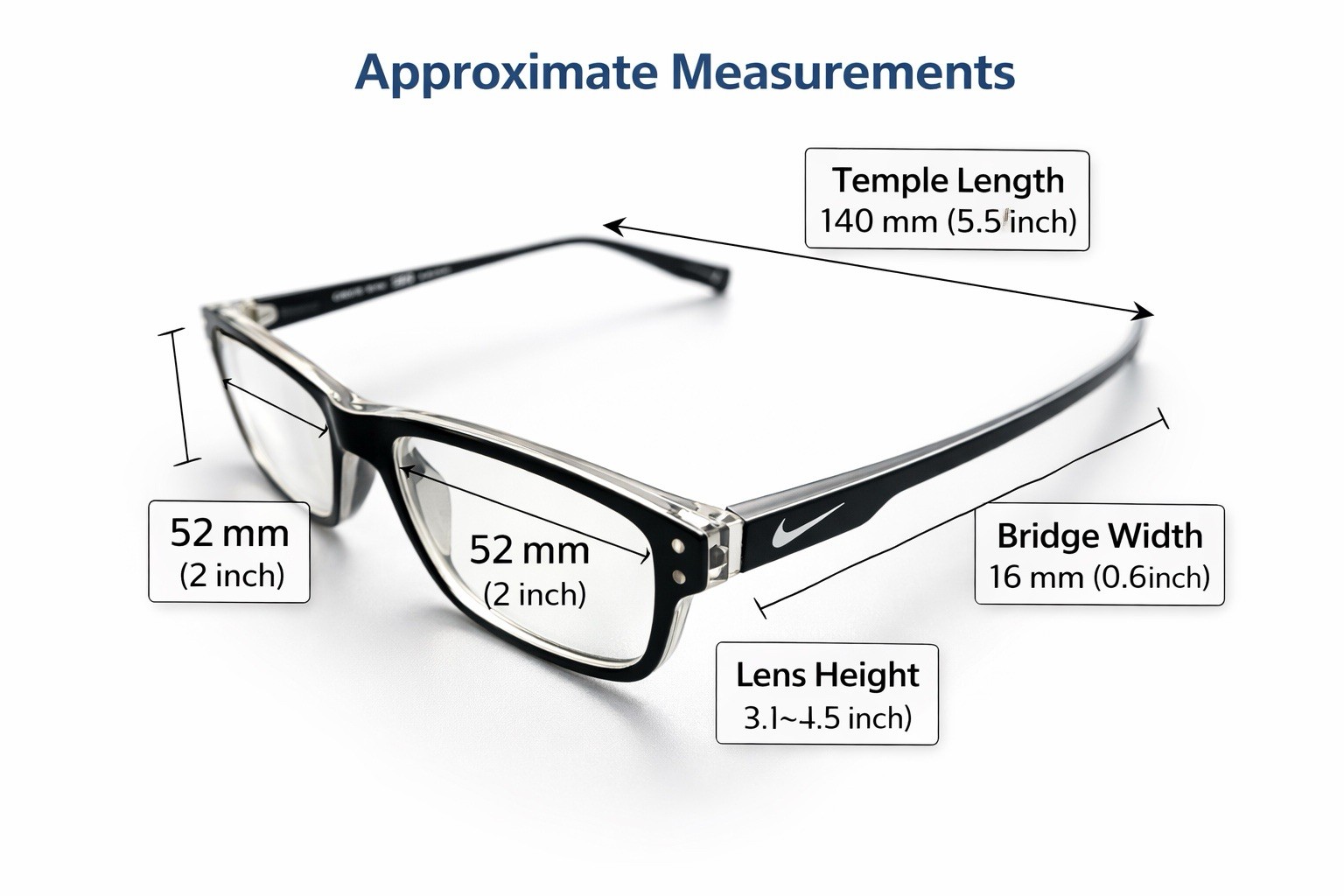 Nike 7231 001 Matte Black Clear Eyeglasses Frame Full Rim Eyewear FRAMES ONLY