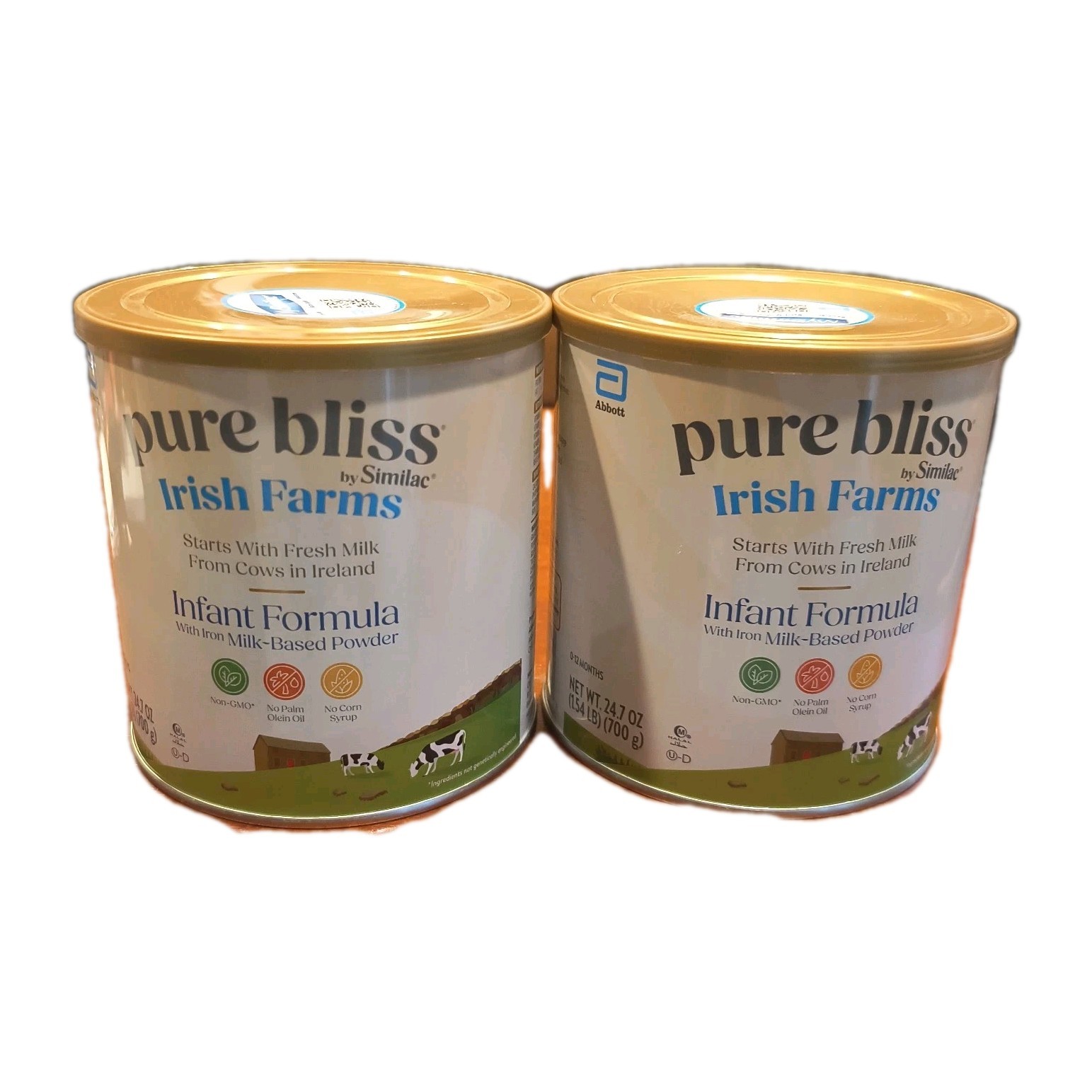 2 New Cans Pure Bliss Similac Irish Farms Infant Baby Formula 24.7 oz Exp 12/26